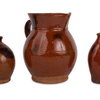 Sale Photo Thumbnail #339: Three Redware Vessels