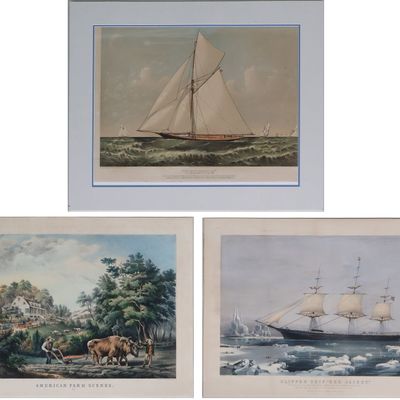 Sale Photo Thumbnail #235: Currier & Ives, Three Unframed, Lithographs