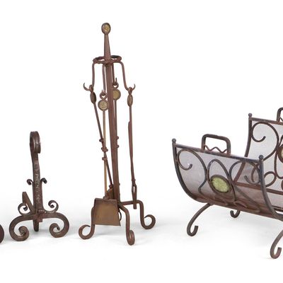 Sale Photo Thumbnail #276: Group of Wrought and Cast Iron Fireplace Equipment