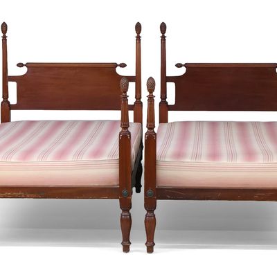 Sale Photo Thumbnail #272: Pair of Margolis Federal Style Cherrywood Bedsteads