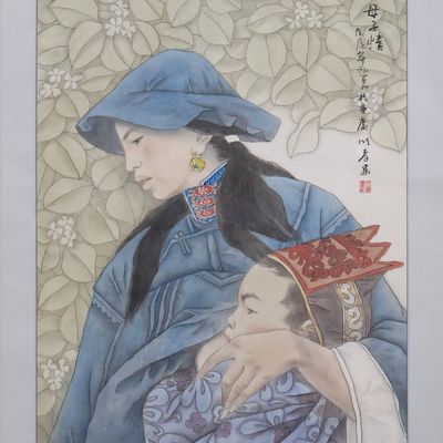 Sale Photo Thumbnail #385: Modern Chinese Ink and Paint Scroll