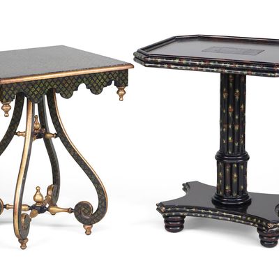 Sale Photo Thumbnail #61: Maitland-Smith Painted Faux-Bamboo Side Table