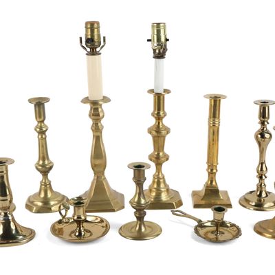 Sale Photo Thumbnail #359: Group of Assorted Brass Candlesticks