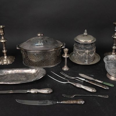 Sale Photo Thumbnail #20: English Sterling Silver Handled Meat Carving Set