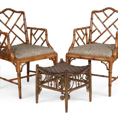 Sale Photo Thumbnail #67: Pair of Faux-Bamboo Armchairs