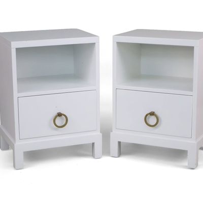 Sale Photo Thumbnail #52: Pair of Widdicomb White Lacquered Nightstands