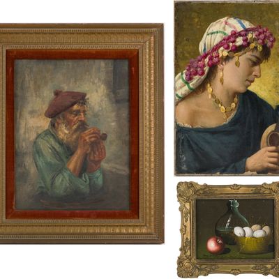 Sale Photo Thumbnail #183: Violet De Mazia, Still Life with Eggs and Apple, Oil on Canvas