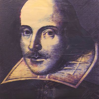 Sale Photo Thumbnail #203: Steve Kaufman, American 1960-2010, Shakespeare, Silkscreen on Canvas