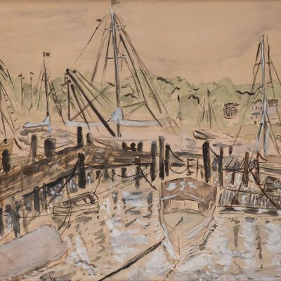 Sale Photo Thumbnail #158: James Floyd Clymer, 1893-1982, Provincetown Harbor, Gouache and Watercolor on Paper