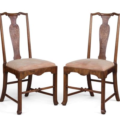 Sale Photo Thumbnail #281: Pair of William and Mary Marquetry Chairs