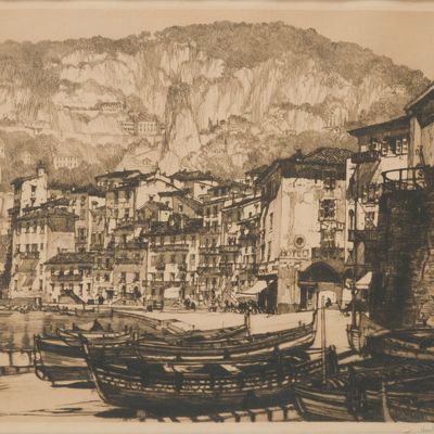 Sale Photo Thumbnail #242: Samuel V Chamberlain, 1895-1975, Mediterranean Village, Villefranche-sur-Mer, Drypoint