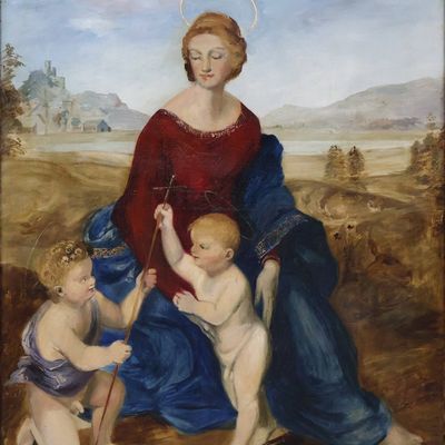 Sale Photo Thumbnail #182: After Raphael, 1483-1520, Madonna of the Goldfinch, Oil on Canvas