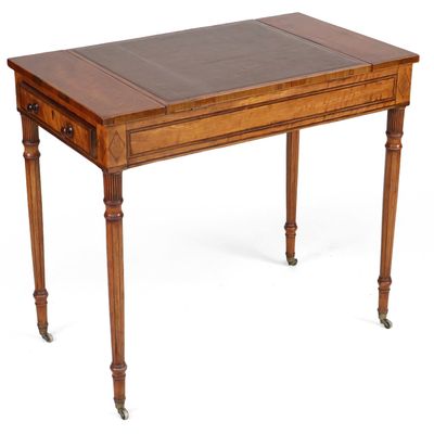 Sale Photo Thumbnail #279: Regency Inlaid Satinwood Two Drawing Writing Desk