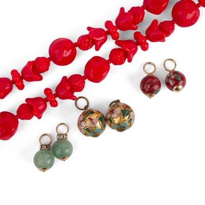 Sale Photo Thumbnail #35: Four Chinese Cloisonne Hanging Beads