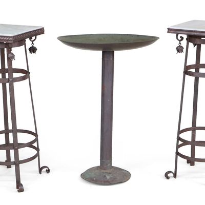 Sale Photo Thumbnail #320: Pair of Cast-Iron and Marble Top Plant Stands