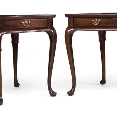 Sale Photo Thumbnail #306: Pair of Henredon Queen Anne Style Mahogany Side Tables
