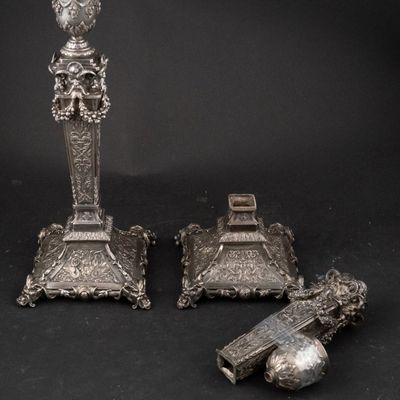 Sale Photo Thumbnail #18: Continental Silver Ornate Candlesticks