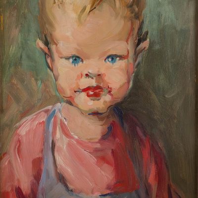 Sale Photo Thumbnail #192: In the Style of George Luks, 1867-1933, Portrait of a Child, Oil on Board