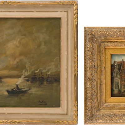 Sale Photo Thumbnail #127: Luciano Colin, Italian Harbor Scene, Oil on Canvas