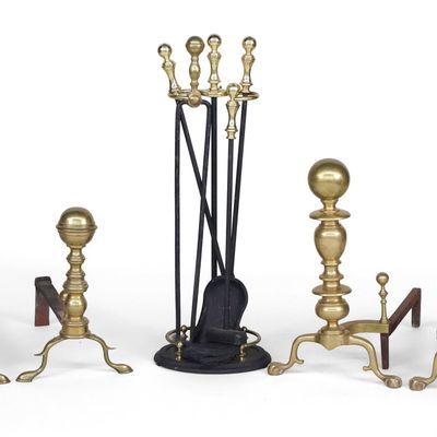 Sale Photo Thumbnail #57: Two Pairs of Federal Style Ball Top Brass Andirons