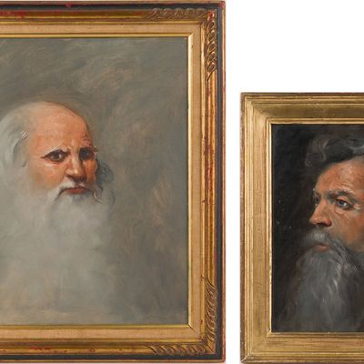 Sale Photo Thumbnail #218: Vincent Capraro, 1919-2016, Two Portraits of Men with Beards, Oil on Board