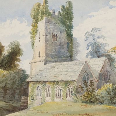 Sale Photo Thumbnail #120: Henry Deacon Hillier Parker, British 1858-1930, Country Church, Watercolor on Paper