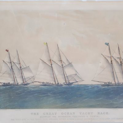 Sale Photo Thumbnail #233: Currier & Ives, The Great Ocean Yacht Race, Lithograph