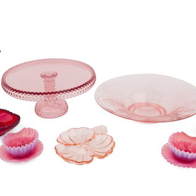 Sale Photo Thumbnail #97: Group of Pink and Red Table Articles