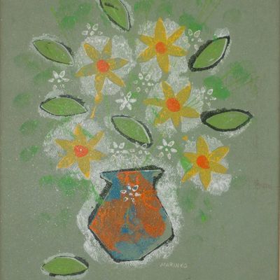 Sale Photo Thumbnail #167: George J Marinko, 1908-1989, Flowers in Vase, Mixed Media