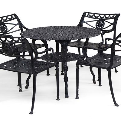 Sale Photo Thumbnail #318: Black Painted Metal Garden Bistro Set