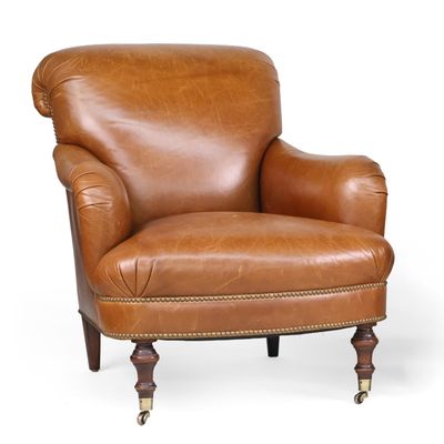 Sale Photo Thumbnail #69: Edward Ferrell Brown Leather Club Chair