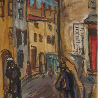 Sale Photo Thumbnail #147: Vojic Milo, 1923-2004, Street Scene, Watercolor on Paper