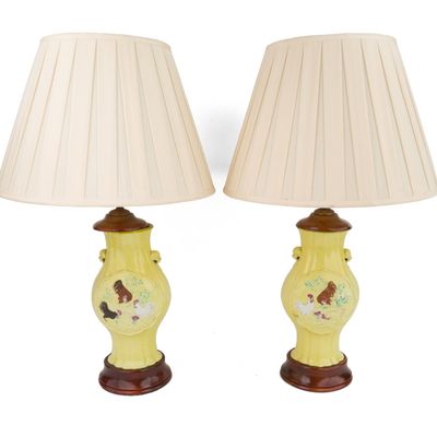 Sale Photo Thumbnail #81: Pair of Asian Yellow Glazed Porcelain Vases