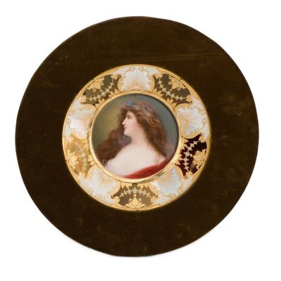 Sale Photo Thumbnail #344: Royal Vienna Portrait Plate of a Woman with Blue Ribbon