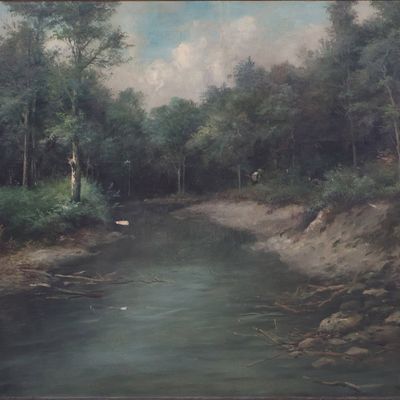 Sale Photo Thumbnail #113: Francesco Capuano, 1854-1908, Riverscape, Oil on Board