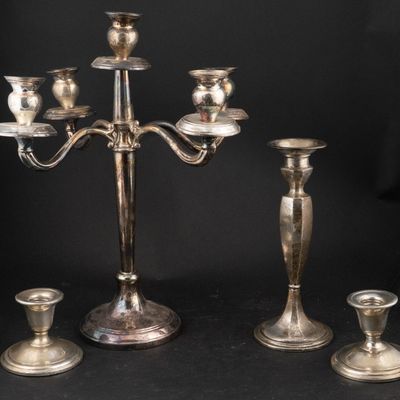Sale Photo Thumbnail #5: Sterling Silver Candlesticks