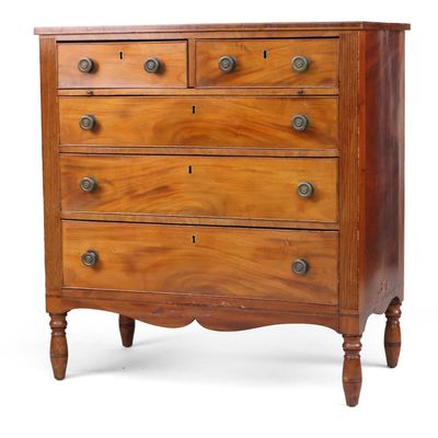 Sale Photo Thumbnail #266: Federal Flame Grain Mahogany Chest of Drawers