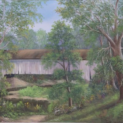Sale Photo Thumbnail #146: Clayson Baker, 1908-1975, Mansfield Bridge, Oil on Canvas
