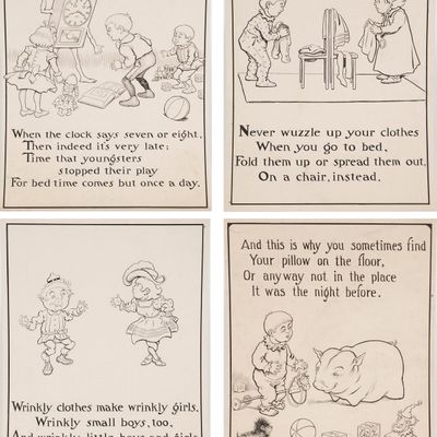 Sale Photo Thumbnail #214: Charles L Bartholomew, American 1860-1949, Four Illustrations, Ink on Cardstock