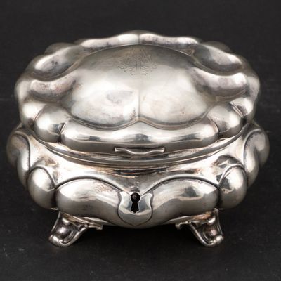 Sale Photo Thumbnail #16: Vintage Footed and Hinged Silver Box