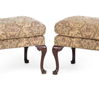 Sale Photo Thumbnail #311: Pair of Queen Anne Style Mahogany Ottomans