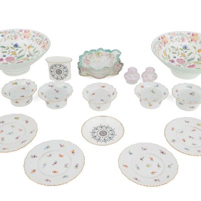 Sale Photo Thumbnail #104: Group of Floral Decorated Porcelain Table Articles