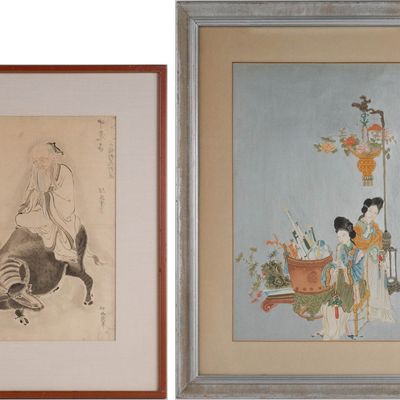 Sale Photo Thumbnail #383: Woodblock Print of Laozi Riding a Water Buffalo