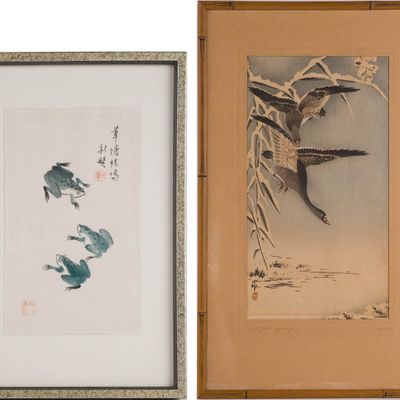 Sale Photo Thumbnail #382: Li Chien Painting of Frogs Playing in a Pond