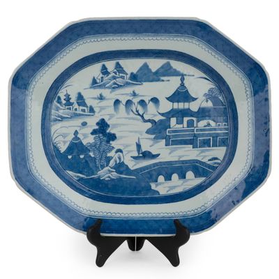 Sale Photo Thumbnail #403: Chinese Canton Blue and White Porcelain Platter