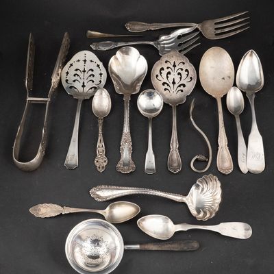 Sale Photo Thumbnail #7: Assorted Sterling Silver and Coin Silver Flatware