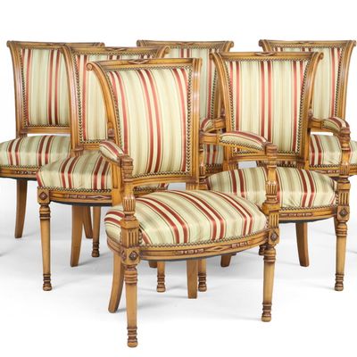 Sale Photo Thumbnail #283: Six Louis XVI Style Dining Chairs