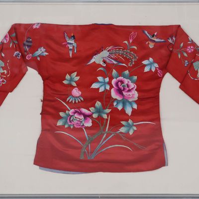 Sale Photo Thumbnail #378: Framed Chinese Embroidered Red Silk Jacket