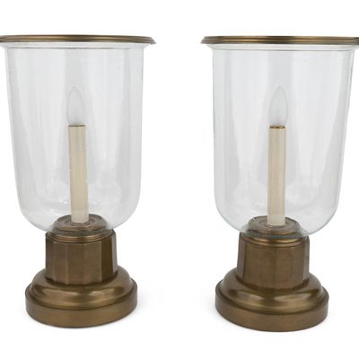 Sale Photo Thumbnail #107: Brass Hurricane Shade Table Lamp