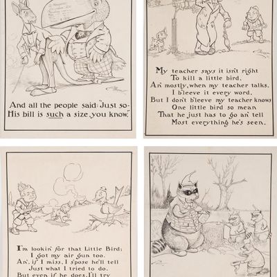 Sale Photo Thumbnail #212: Charles L Bartholomew, American 1860-1949, Four Illustrations, Ink on Cardstock